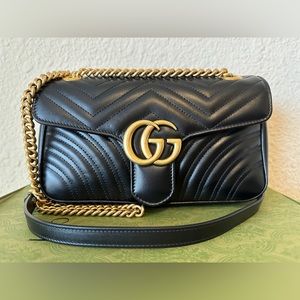 AUTHENTIC W RECEIPT GUCCI GG Marmont Metalasse Small Shoulder Bag